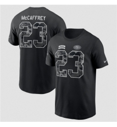 Men's San Francisco 49ers #23 Christian McCaffrey Black 2026 Salute to Service Name & Number T-Shirt