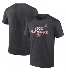 Men's San Francisco 49ers Heather Charcoal 2023 Playoffs T-Shirt