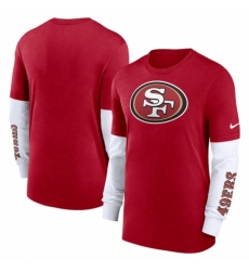 Men's San Francisco 49ers Heather Scarlet Slub Fashion Long Sleeve T Shirt