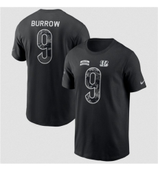 Men's Cincinnati Bengals #9 Joe Burrow Black 2026 Salute to Service Name & Number T-Shirt