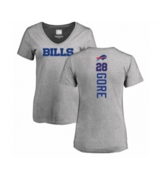 Football Women's Buffalo Bills #28 Frank Gore Ash Backer V-Neck T-Shirt