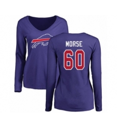 Football Women's Buffalo Bills #60 Mitch Morse Royal Blue Name & Number Logo Long Sleeve T-Shirt