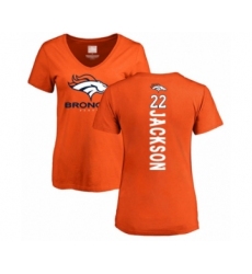 Football Women's Denver Broncos #22 Kareem Jackson Orange Backer T-Shirt