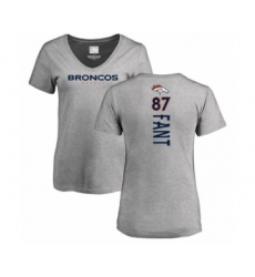 Football Women's Denver Broncos #87 Noah Fant Ash Backer V-Neck T-Shirt