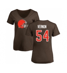 Football Women's Cleveland Browns #54 Olivier Vernon Brown Name & Number Logo T-Shirt