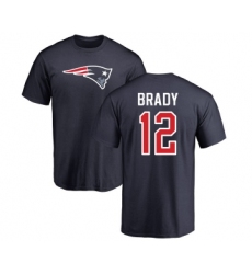Football New England Patriots #12 Tom Brady Navy Blue Name & Number Logo T-Shirt