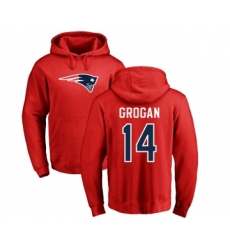 Football New England Patriots #14 Steve Grogan Red Name & Number Logo Pullover Hoodie