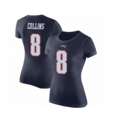 Football Women's New England Patriots #8 Jamie Collins Navy Blue Rush Pride Name & Number T-Shirt