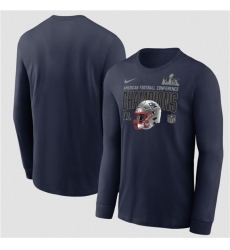 Men's New England Patriots Navy 2025 AFC Champions Glory Shield Long Sleeve T-Shirt