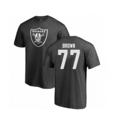 Football Oakland Raiders #77 Trent Brown Ash One Color T-Shirt