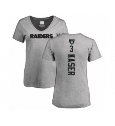 Football Women's Oakland Raiders #3 Drew Kaser Ash Backer T-Shirt
