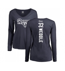 Football Women's Los Angeles Rams #32 Eric Weddle Navy Blue Backer Slim Fit Long Sleeve T-Shirt