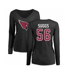 Football Women's Arizona Cardinals #56 Terrell Suggs Black Name & Number Logo Long Sleeve T-Shirt