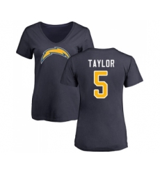 Football Women's Los Angeles Chargers #5 Tyrod Taylor Navy Blue Name & Number Logo T-Shirt