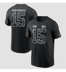 Men's Kansas City Chiefs #15 Patrick Mahomes Black 2026 Salute to Service Name & Number T-Shirt