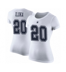 Football Women's Dallas Cowboys #20 George Iloka White Rush Pride Name & Number T-Shirt