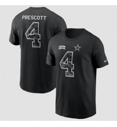 Men's Dallas Cowboys #4 Dak Prescott Black 2026 Salute to Service Name & Number T-Shirt