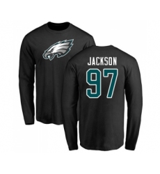 Philadelphia Eagles #97 Malik Jackson Black Name & Number Logo Long Sleeve T-Shirt