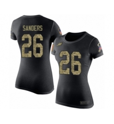 Women's Philadelphia Eagles #26 Miles Sanders Black Camo Salute to Service T-Shirt