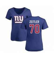 Football Women's New York Giants #70 Kevin Zeitler Royal Blue Name & Number Logo T-Shirt