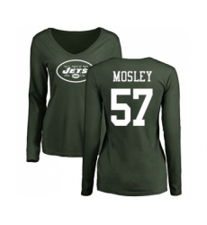 Football Women's New York Jets #57 C.J. Mosley Green Name & Number Logo Long Sleeve T-Shirt