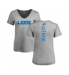 Football Women's Detroit Lions #51 Jahlani Tavai Ash Backer T-Shirt
