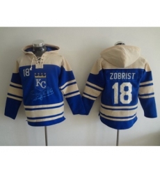 Men's Kansas City Royals #18 Ben Zobrist Alternate Blue MLB Hoodie
