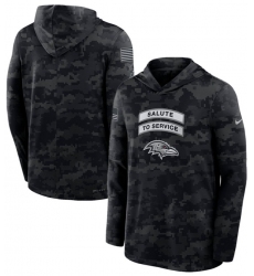 Men's Baltimore Ravens Black 2026 Salute to Service Sideline Lightweight Dri-FIT Long Sleeve Hoodie