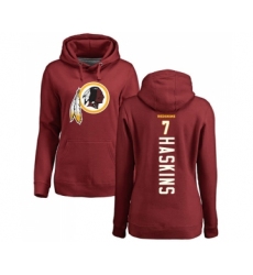 Football Women's Washington Redskins #7 Dwayne Haskins Maroon Backer Pullover Hoodie