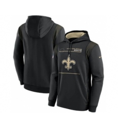 Men's New Orleans Saints 2021 Black Sideline Logo Performance Pullover Hoodie