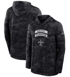 Men's New Orleans Saints Black 2026 Salute to Service Sideline Lightweight Dri-FIT Long Sleeve Hoodie