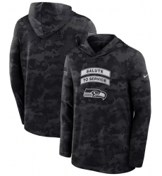 Men's Seattle Seahawks Black 2026 Salute to Service Sideline Lightweight Dri-FIT Long Sleeve Hoodie