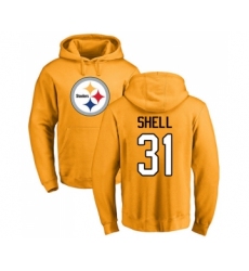 Football Pittsburgh Steelers #31 Donnie Shell Gold Name & Number Logo Pullover Hoodie