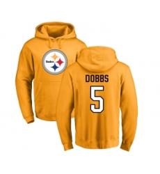 Football Pittsburgh Steelers #5 Joshua Dobbs Gold Name & Number Logo Pullover Hoodie