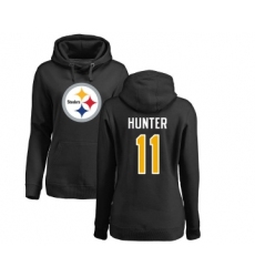 Football Women's Pittsburgh Steelers #11 Justin Hunter Black Name & Number Logo Pullover Hoodie