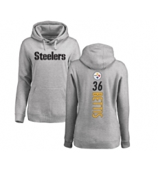 Football Women's Pittsburgh Steelers #36 Jerome Bettis Ash Backer Pullover Hoodie