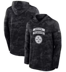Men's Pittsburgh Steelers Black 2026 Salute to Service Sideline Lightweight Dri-FIT Long Sleeve Hoodie