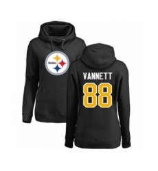 Women's Pittsburgh Steelers #88 Nick Vannett Black Name & Number Logo Pullover Hoodie