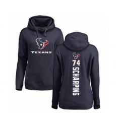 Football Women's Houston Texans #74 Max Scharping Navy Blue Backer Pullover Hoodie