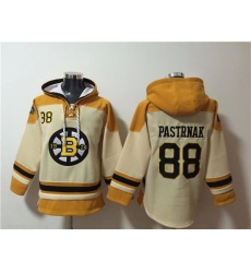 Men's Boston Bruins #88 David Pastrnak Cream Ageless Must-Have Lace-Up Pullover Hoodie