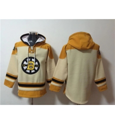 Men's Boston Bruins Blank Cream Ageless Must-Have Lace-Up Pullover Hoodie