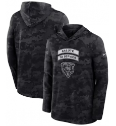 Men's Chicago Bears Black 2026 Salute to Service Sideline Lightweight Dri-FIT Long Sleeve Hoodie