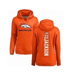 Football Women's Denver Broncos #22 Kareem Jackson Orange Backer Pullover Hoodie