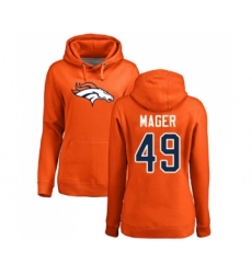 Football Women's Denver Broncos #49 Craig Mager Orange Name & Number Logo Pullover Hoodie