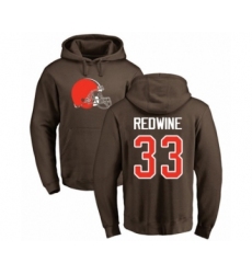 Football Cleveland Browns #33 Sheldrick Redwine Brown Name & Number Logo Pullover Hoodie