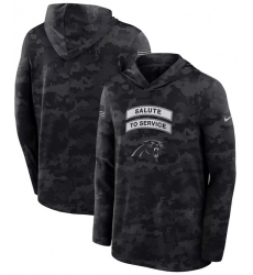 Men's Carolina Panthers Black 2026 Salute to Service Sideline Lightweight Dri-FIT Long Sleeve Hoodie