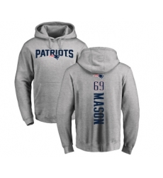 Football New England Patriots #69 Shaq Mason Ash Backer Pullover Hoodie