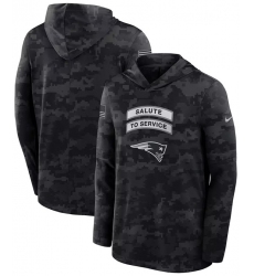Men's New England Patriots Black 2026 Salute to Service Sideline Lightweight Dri-FIT Long Sleeve Hoodie