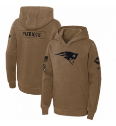 Youth New England Patriots Nike Brown 2023 Salute to Service Club Fleece Pullover Hoodie