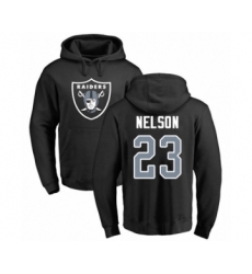 Football Oakland Raiders #23 Nick Nelson Black Name & Number Logo Pullover Hoodie